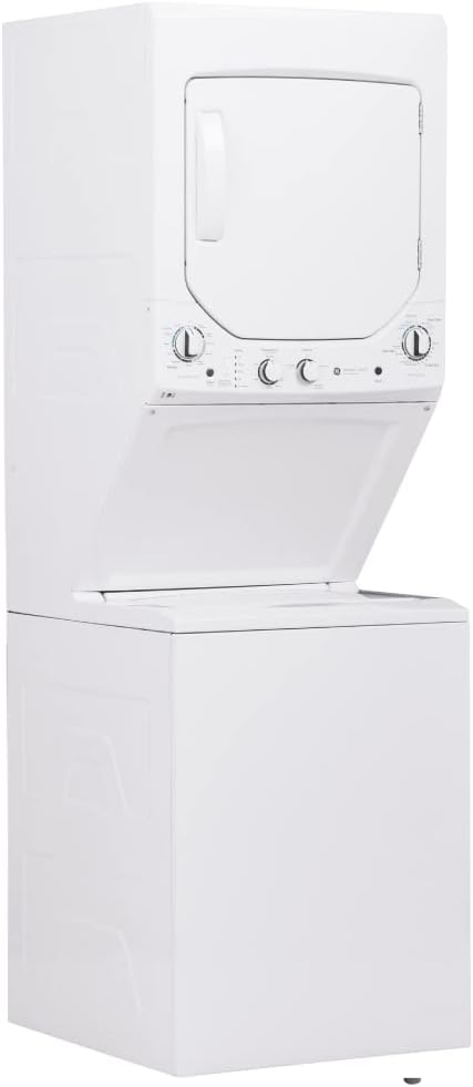 GE GUD24GSSMWW Unitized Spacemaker 2.3 Washer with Stainless Steel Basket and 4.4 Cu. Ft. Capacity Gas Dryer, White