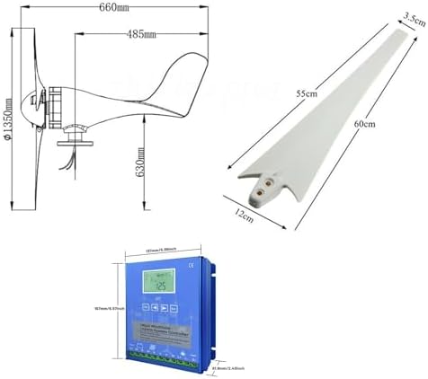 3000W Wind Turbine Generator 12V/24V/48V with MPPT Controller - Solar Complementary Power Supply Kit for Home Projects & Street Lighting (48V)