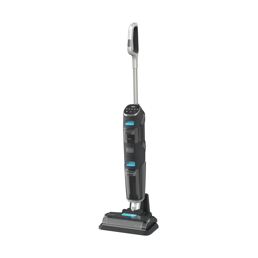BLACK+DECKER Cordless Wet Dry Vacuum Cleaner and Mop, Vacuum & Wash Duo with Self-Cleaning, Edge Cleaning and Digital Display, Space-Saving Design, One-Step All in One for Hard Floors & Area Rugs