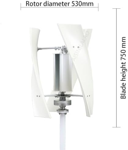 3000W No Noise Vertical Wind Turbine Generator for Wind Solar Hybrid System - 12V/24V/48V/220V, 3 Blades with Controller, Silent Operation, Renewable Energy Solution (White)