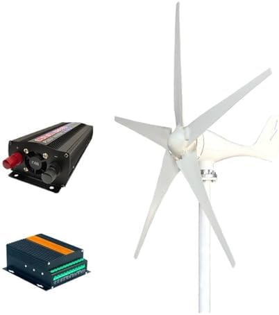 3000W Horizontal Wind Turbine Generator Kit - Low Noise Wind & Solar Hybrid System, 12V/24V/48V Controller, Efficient Industrial Energy Solution (Model 2, White)