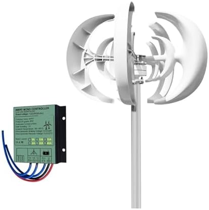 24V 48V Vertical Wind Turbine Generator Kit, 3000W Low Noise Efficient Renewable Energy System for Home & Industry, Includes Controller & 12V Solar Cell Support