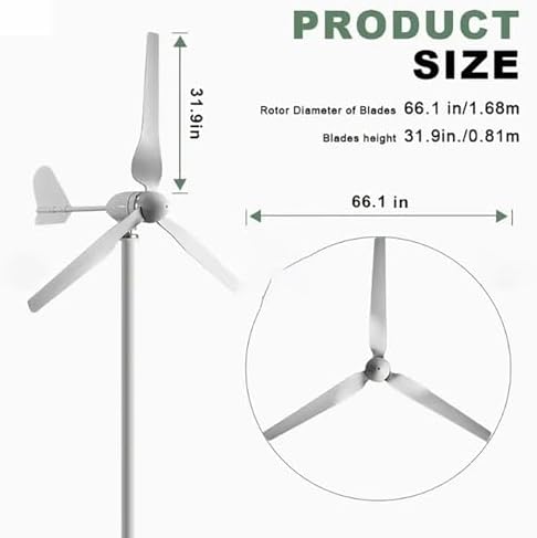 3000W Wind Turbine Generator Kit with MPPT Controller | 12V/24V/48V Permanent Magnet | Solar Hybrid System for Home & Street Lighting | IP67 Waterproof Design