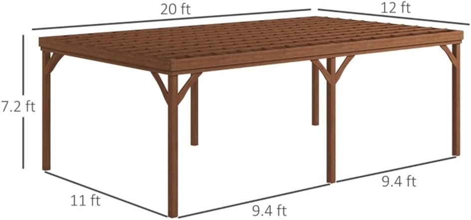 Outdoor Fir Wood Gazebo 20x12x7.2ft- Heavy-Duty Backyard Pavilion with Anti-Corrosion Hardware, Pre-Assembled Panels - Weather-Resistant Garden Patio Shelter, Natural Wood Finish