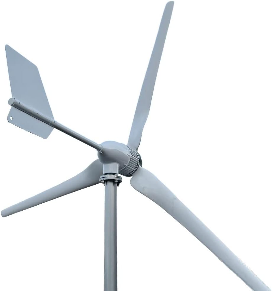 Wind Turbine Generator, 3000W 24V 48V 96V 3 Blades Horizontal Wind Turbine Generator Windmill with MPPT Charger Controller and Off Grid Inverter,Generator Motor(24V)