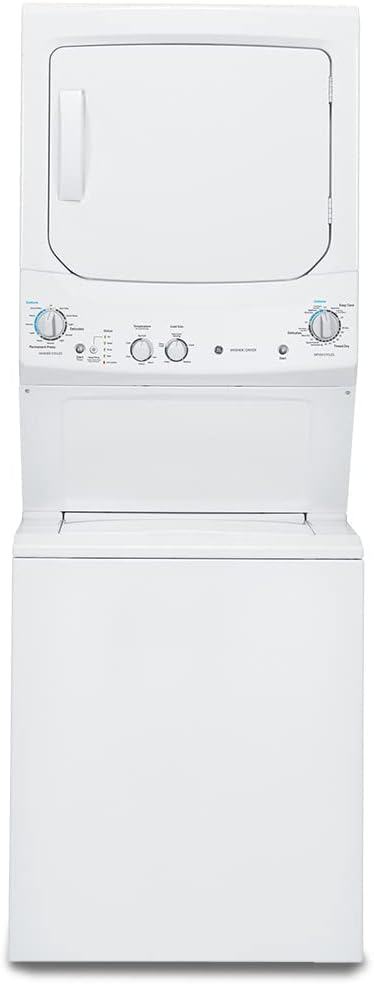 GE GUD24GSSMWW Unitized Spacemaker 2.3 Washer with Stainless Steel Basket and 4.4 Cu. Ft. Capacity Gas Dryer, White