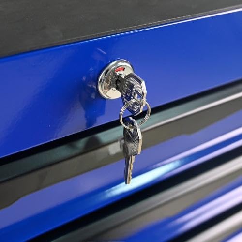 LuckyNote Rolling Metal Tool Chest with 6 Drawers, 20' 6-Drawer Tool Chest Cabinet with Ball Bearing Drawer Slides, Steel Tool Storage Box Organizer -Black&Blue