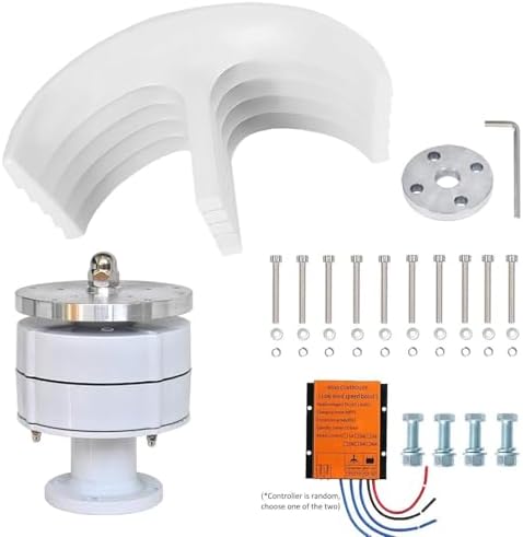 3000W-5000W Vertical Wind Turbine Generator Kit, 12V/24V/48V, 5 Blades, 3 Phase AC, Permanent Magnet, Hybrid Wind Solar System with Controller