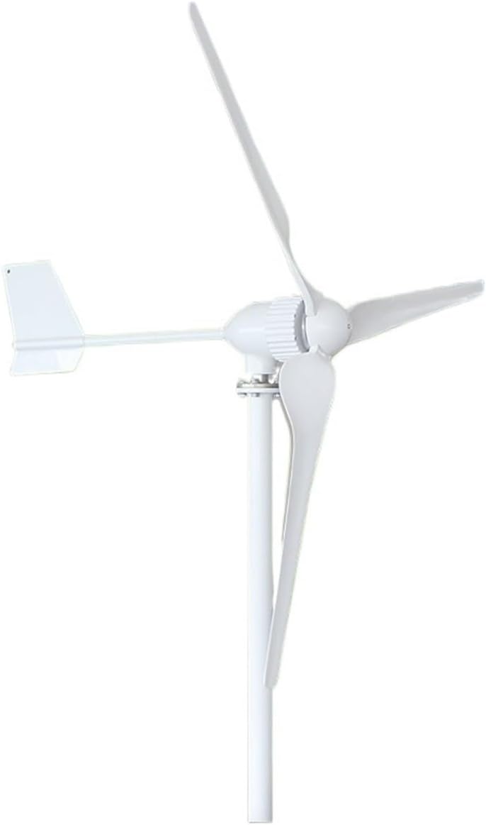 ROROLL Micro Wind Turbine, Low Speed Start Wind Turbine Generator 3000W 12V 24V 48V Free Alternative Energy Windmill 3 Blades High Wind Energy Utilization (Color : White, Size : 12V)