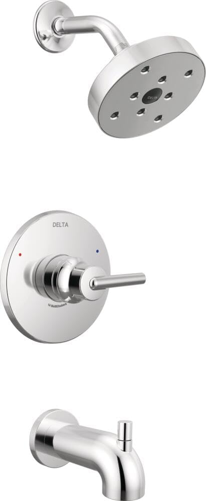 Delta Faucet Trinsic 14 Series Single-Function Tub and Shower Trim Kit with Single-Spray H2Okinetic Shower Head, Chrome T14459 (Valve Not Included)