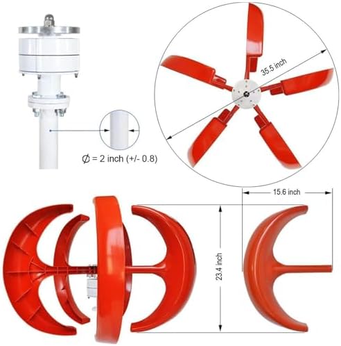 3000W/4000W/5000W Wind Turbine Generator - Vertical Wind Motor for 12V/24V/48V Systems, Ideal for Boats & Gardens, Includes Controller for Hybrid Wind-Solar Energy