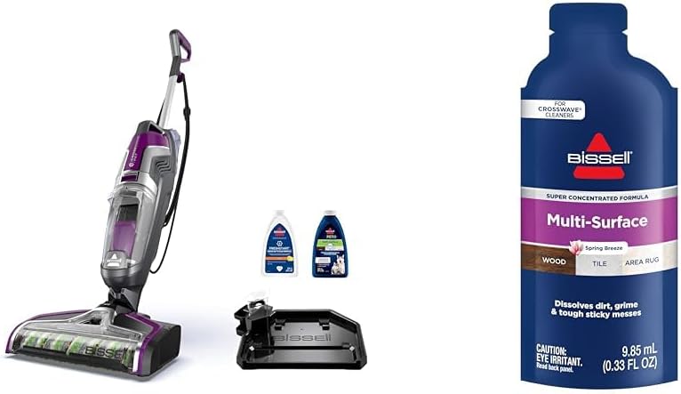 Bundle of BISSELL Crosswave Pet Pro All in One Wet Dry Vacuum Cleaner and Mop for Hard Floors and Area Rugs, Purple, 2306A + Bissell Multi Surface Super Concentrate, 14 0.33 Oz packets included, 4144