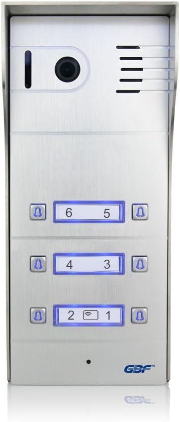 GBF Smart Video Door Station/Smart Video Intercom System for 6 Unit Apartment (Surface Mounted)- GBF-PL963PM6U, 1080P Camera, Built in POE, Control Two Locks remotely, Built in RFID Reader