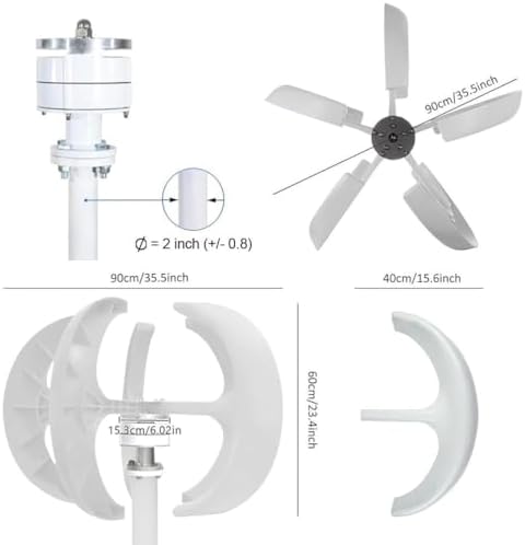 Vertical Wind Turbine Generator 3000W/4000W/5000W - 5-Blade 12V/24V/48V High-Efficiency Windmill Energy System with Controller for Renewable Power Generation