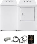Midea White Top Load Washer and Dryer Pair 3.9 Cu Ft High Efficiency Washer and 6.7 Cu Ft Electric Dryer Bundle with 8 Cycles 4 Temperature Settings Dryer Vent Power Cable and 12 Month CPS Plan