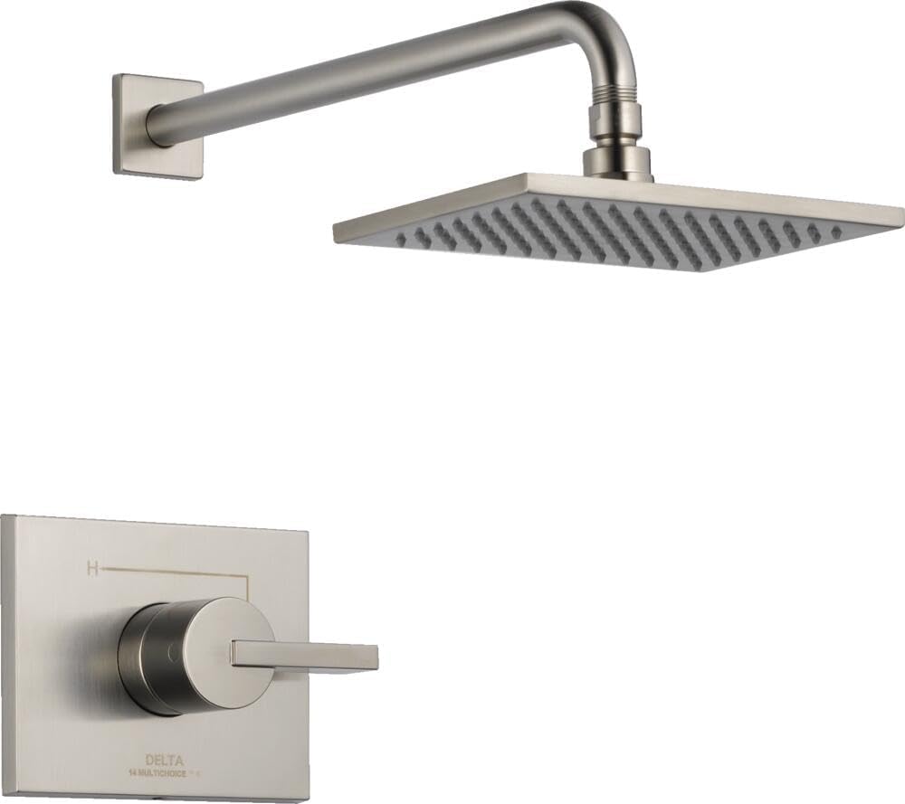 Delta Faucet Vero 14 Series Single-Function Shower Trim Kit with Single-Spray Touch-Clean Rain Shower Head, Stainless T14253-SS (Valve Not Included)