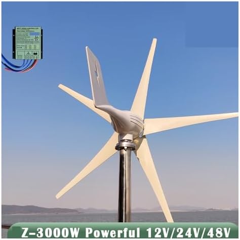 3000W Horizontal Wind Turbine Generator Kit - Low Noise 12V/24V/48V Hybrid Solar Wind System with Controller - Efficient Industrial Energy Solution (Model 2, 12V, 3000W)