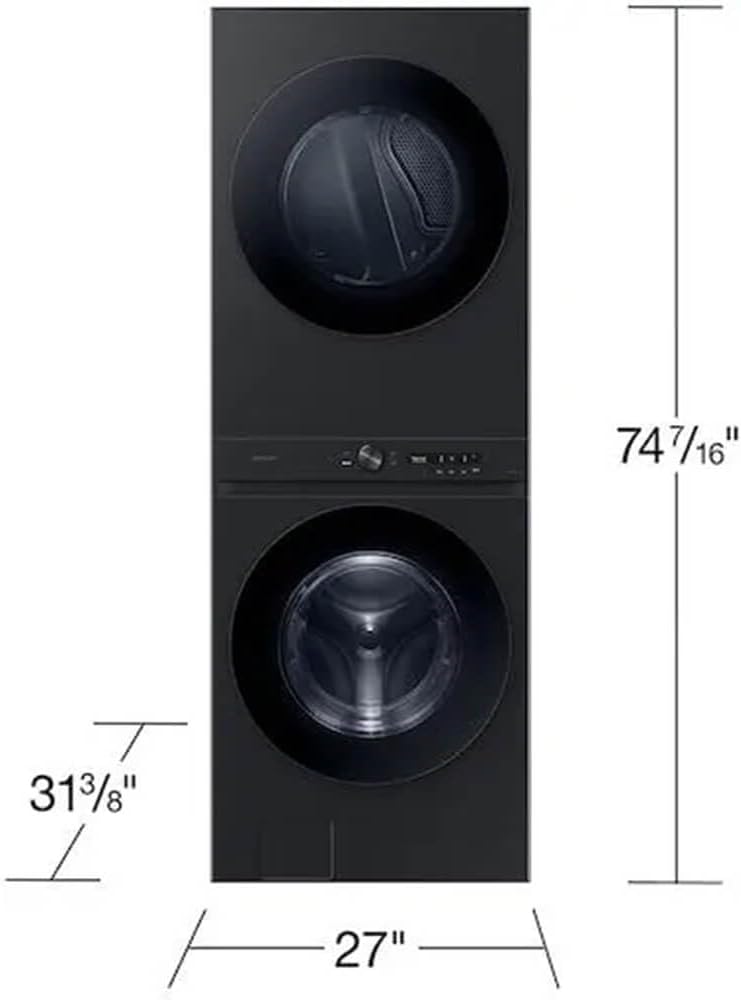 Bespoke 4.6 cu. ft. Large Capacity Single Unit AI Laundry Hub Washer with 7.6 cu. ft. Electric Dryer in Brushed Black