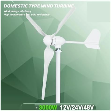 3000W Low Noise Wind Turbine Generator Kit - 12V/24V/48V Horizontal Wind Power System for Solar Hybrid Applications - LCD Control, Renewable Energy Solution for Off-Grid Systems