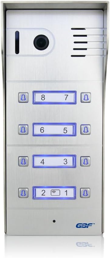 GBF Smart Video Door Station/Smart Video Intercom System for 8 Units Apartment (Surface Mounted)- GBF-PL963PM8U, 1080P Camera, Built in POE, Control Two Locks remotely, Built-in RFID Reader