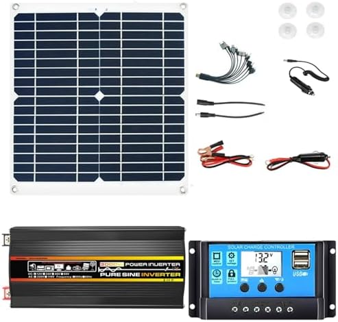 3000W/4000W 12V to 110V/220V Solar Inverter Kit - Complete Solar System with 50A Controller & 50W Solar Panel - Home Grid Solar Generator (800W, 12V-220V)