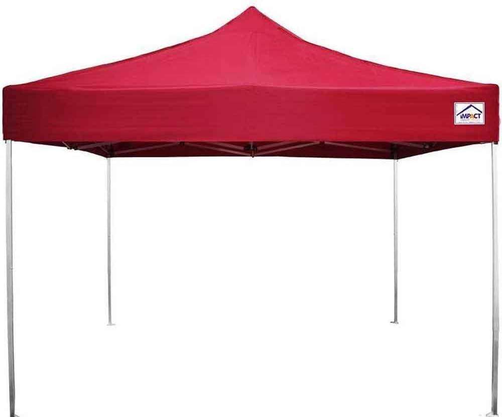 Impact 10' x 10' Pop Up Canopy Tent, Instant Shelter, Lightweight Aluminum Frame, UV Coated, Includes Rollerbag, Red
