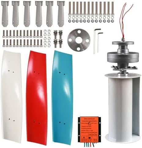 3000W Vertical Axis Wind Turbine Generator with MPPT Controller, 3 Blades, for Hybrid Wind Solar Systems, Ideal for Boats & Street Lighting, 24V Electricity Production