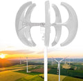 3000W-5000W Vertical Wind Turbine Generator Kit - 12V/24V/48V, 5 Blades, 3 Phase AC PM Generator, Hybrid Wind & Solar Power System with Controller for Renewable Energy Solutions