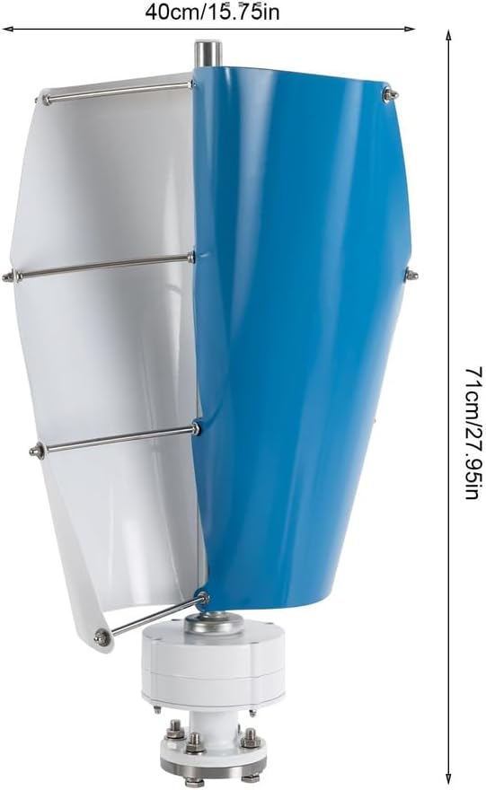 24V,3000W No Noise Outdoor Emergency Wind Turbine Generator, with Controller 2 Blade Blue Spiral Solar Power Generator Kit for Marine, Boat, Farm (12V-48V) (12V)