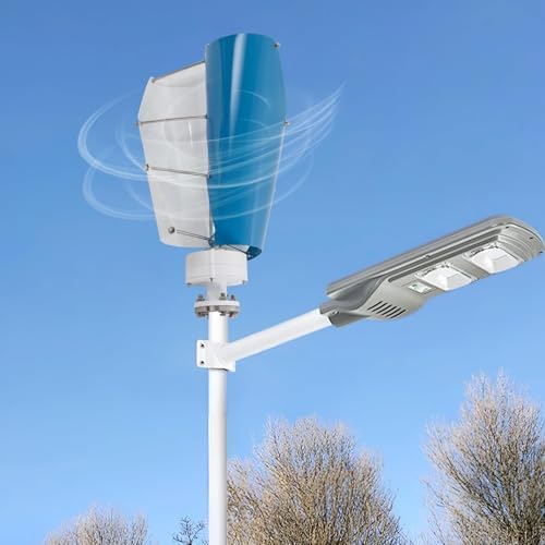 3000W-6000W 12V Quiet Vertical Helix Wind Turbine Generator & Charge Controller, Eco-Friendly Hybrid Solar Wind System for Boats & Gazebos