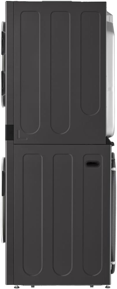 LG WashTower Stacked Smart Laundry Center 4.5 Cu.Ft. Front Load Washer Fully Automatic & 7.4 Cu.Ft. Gas Dryer in Black Steel w/Steam WKGX201HBA