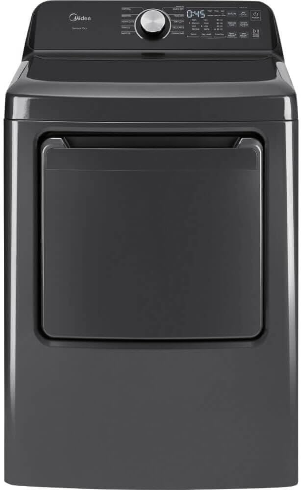 Midea MLTW44A4BGK1 Black Smart Laundry Pair 4.4 Cu Ft Top Load Washer and 7 Cu Ft Electric Dryer Bundle 10 Cycles 4 Te