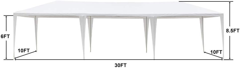 10'x30' Outdoor Canopy Party Wedding Tent,Sunshade Shelter,Outdoor Gazebo Pavilion with 8 Removable Sidewalls Upgraded Thicken Steel Tube (10' x 30' / 8 Removable Sidewalls-1)