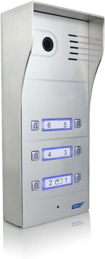 GBF Smart Video Door Station/Smart Video Intercom System for 6 Unit Apartment (Surface Mounted)- GBF-PL963PM6U, 1080P Camera, Built in POE, Control Two Locks remotely, Built in RFID Reader