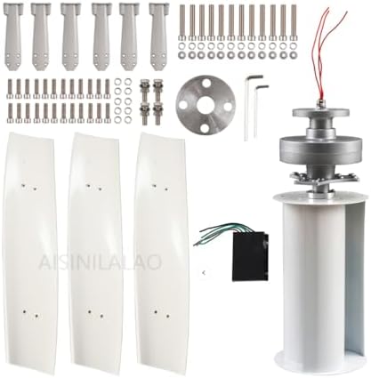 3000W Silent Vertical Wind Turbine Generator with 3 Blades, AC 12V/24V/48V/220V, Controller Included, Ideal for Wind-Solar Hybrid Systems - White