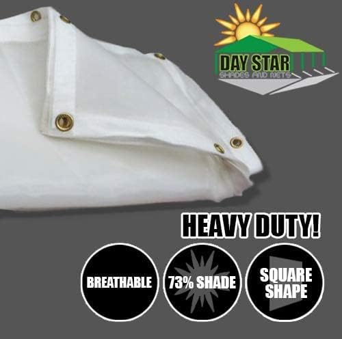 (White) Super Heavy Duty Mesh Tarp Net Sail Sun Shade Awning and Fence Screen Patio and Canopy Cover (12' x 20') Finished Size 11'.6 X 19'.6