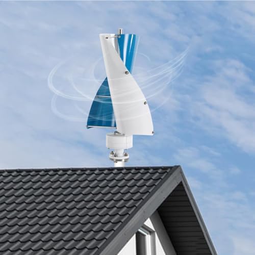 3000W-6000W Silent Vertical Axis Wind Turbine Kit, 12V/24V/48V Dual Blade Spiral Wind Generator with Controller for Efficient Wind & Solar Power Generation