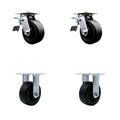 Service Caster Brand Replacement Set for Milwaukee Mobile Workstations and Workbenches Casters-Swivel Top Plate Heavy Duty Casters with 5 Inch Polyolefin Wheels-Includes 2 Swivel with Brakes & 2 Rigid
