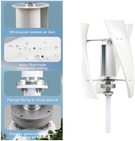 3000W No Noise Vertical Wind Turbine Generator for Wind Solar Hybrid System - 12V/24V/48V/220V, 3 Blades with Controller, Silent Operation, Renewable Energy Solution (White)