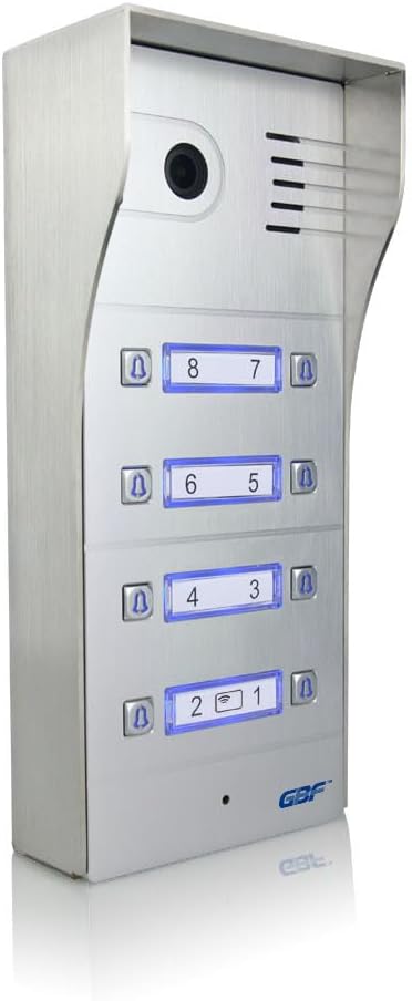 GBF Smart Video Door Station/Smart Video Intercom System for 8 Units Apartment (Surface Mounted)- GBF-PL963PM8U, 1080P Camera, Built in POE, Control Two Locks remotely, Built-in RFID Reader