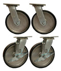 4 Casters Set 8' X 2' Swivel Lock Polyurethane on Cast Iron Wheels No Mark Red (2 Swivel Lock Side Break + 2 Swivel w/Break) for Toolbox or Workbench