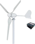 Wind Turbine Generator Kit 3000W Low Noise Horizontal Turbine 12V/24V/48V Wind Power Generator for Hybrid Solar Wind System for Home, Farm, RVs, Boats(MPPT Hybrid Control,48V)