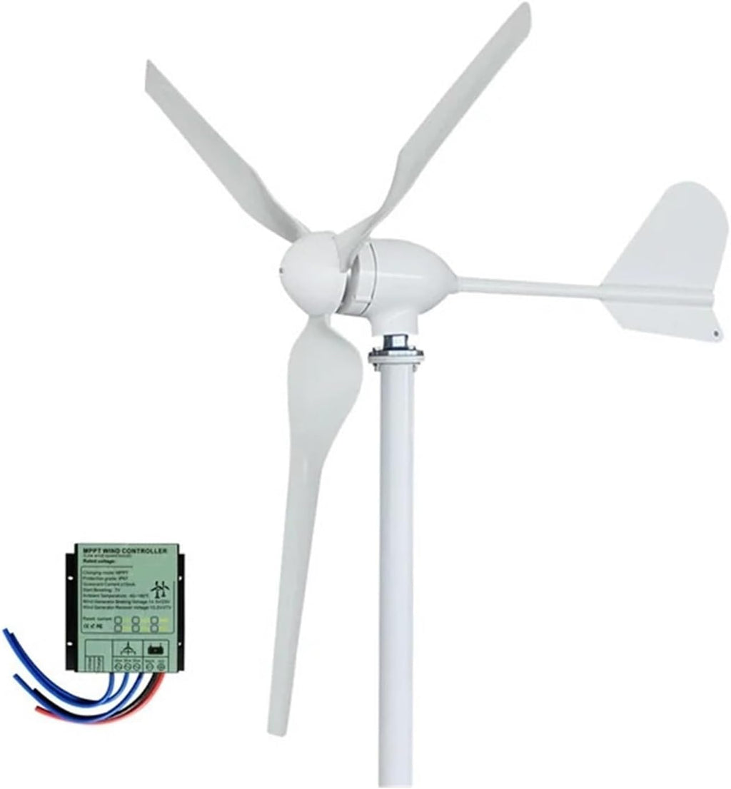 Wind Turbine Generator Kit 3000W Low Noise Horizontal Turbine 12V/24V/48V Wind Power Generator for Hybrid Solar Wind System Industrial Energy(with MPPT Controlle,12V)