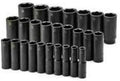 SK Tools USA 1/2' Drive, 26 Piece, 6 Point, Deep Metric Impact Socket Set, 10MM to 36MM | 4047
