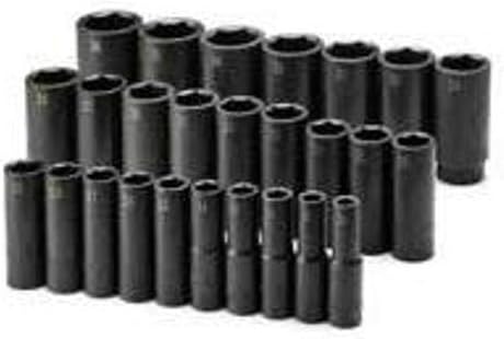 SK Tools USA 1/2' Drive, 26 Piece, 6 Point, Deep Metric Impact Socket Set, 10MM to 36MM | 4047