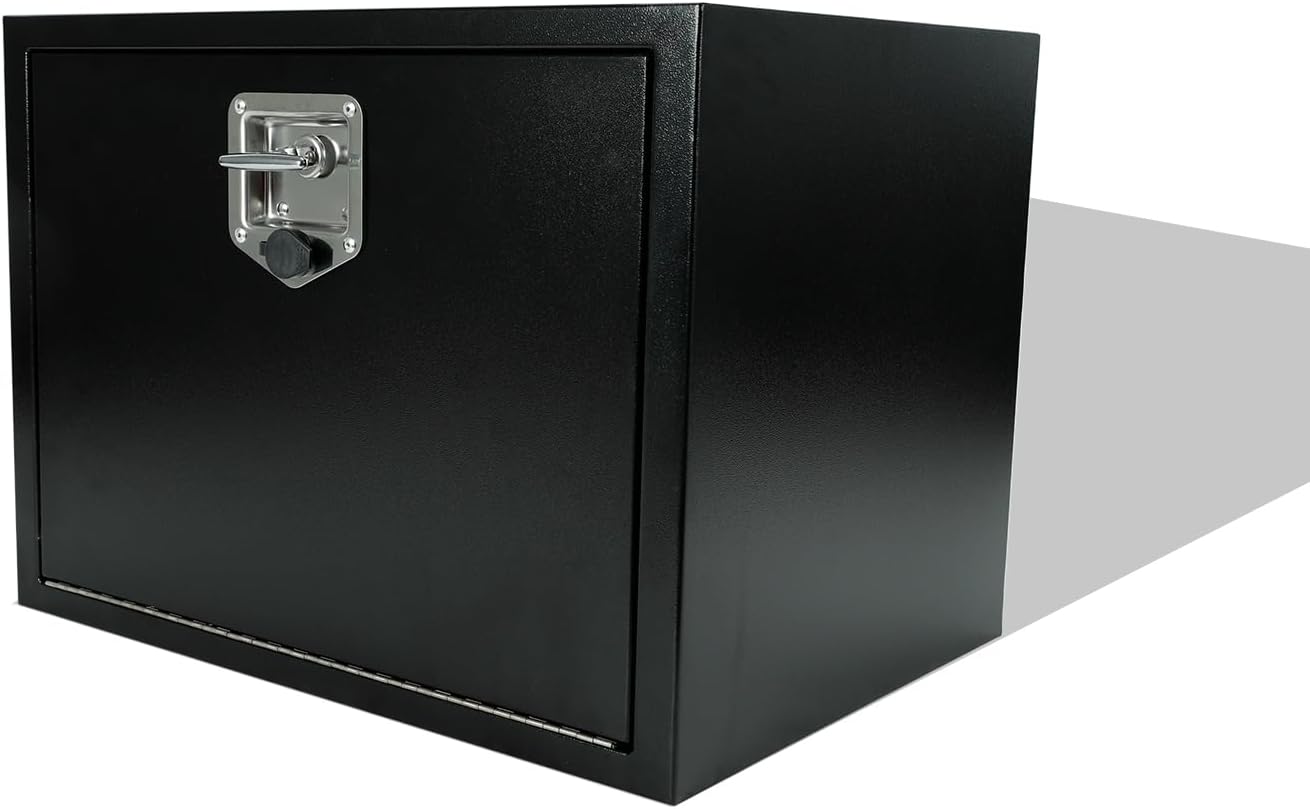 24 Inch Underbody Tool Box,Heavy Duty Underbody Truck Tool Box w/T-Handle Latch and keys for Pickup Truck,Utility Tractor,RV,Waterproof Tool Chest For Storage & Organization-24 × 18 × 18 inch