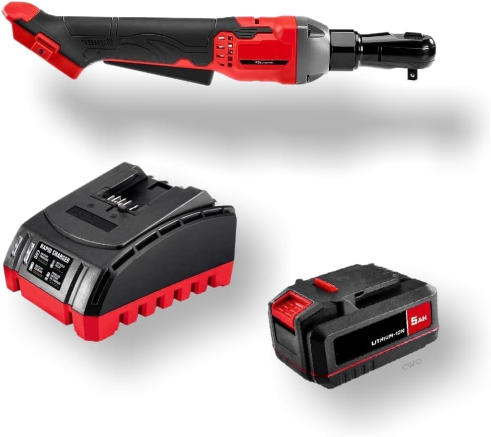 20-Volt Lithium-Ion Cordless Combo Kit (Complete Power Tool Bundle) with 20V Cordless, 3/8 in. Ratchet, 5Ah Lithium Ion Battery & Rapid Charger - Compatible with BAUER 20V Tools