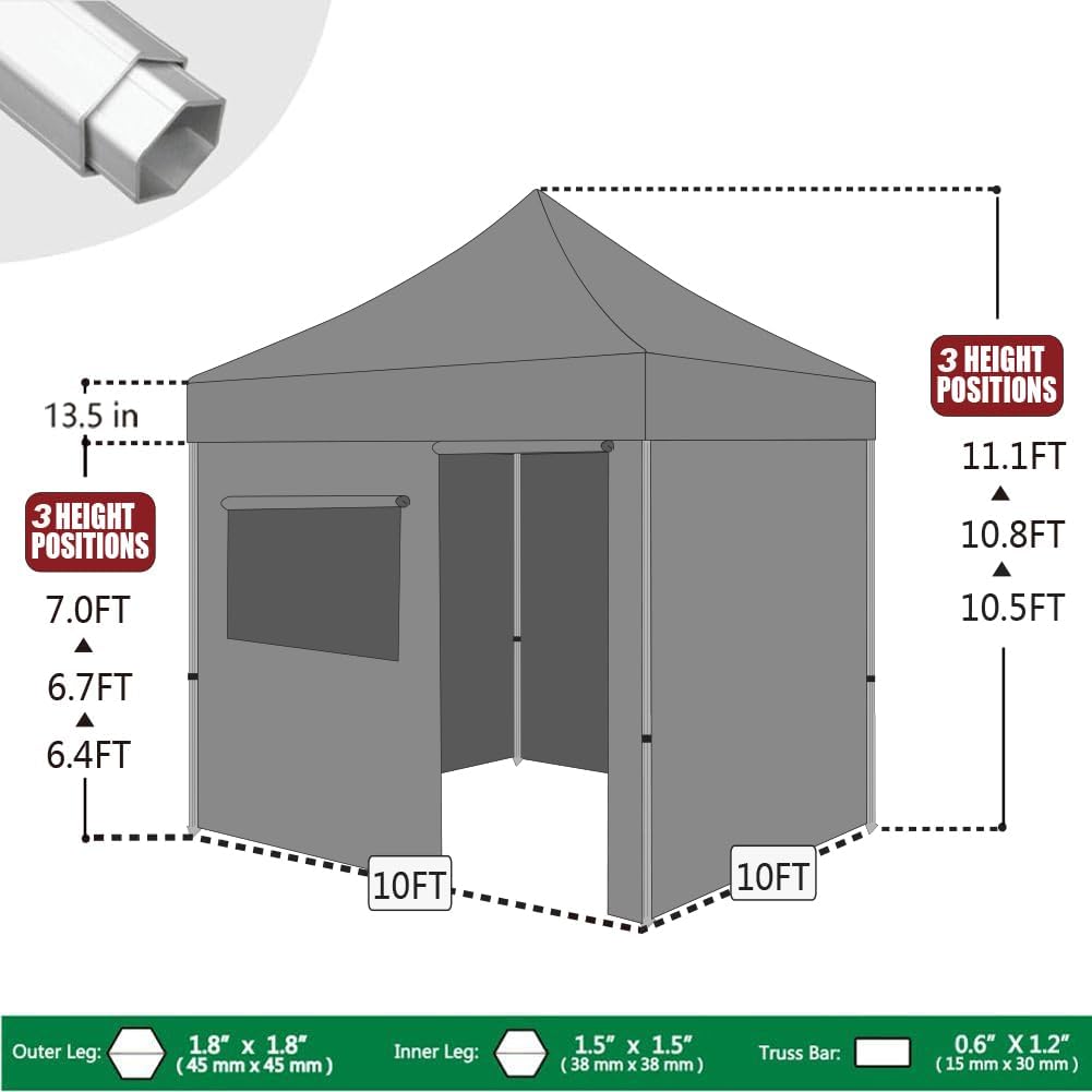 Eurmax USA Professional Wedding Party Pop up Canopy Tent Instant Outdoor Gazebo with Side Walls Commercial Grade with Aluminum Frame Bonus Roller Bag(White)