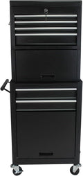 Rolling Tool Chest with 6 Drawers, Lockable Steel Tool Cabinet on Wheels with Detachable Top Box, Garage Workshop Storage Organizer, 2-in-1 Tool Box