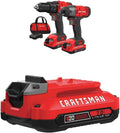 CRAFTSMAN V20 Cordless Drill Combo Kit, 2 Tool with EXTRA Lithium Ion Battery, 2.0-Amp Hour (CMCK200C2 & CMCB202)